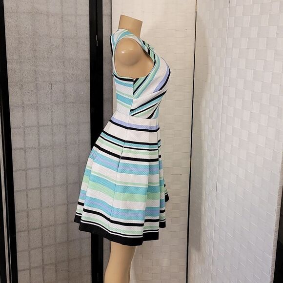 BRAND NEW DANNY AND NICOLE SPEARMINT MULTI STRIPE A-LINE DRESS - Picture 6 of 15